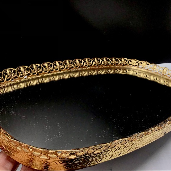 🌺Vintage Gold Ormolu Mirrored Tray - Picture 4 of 10